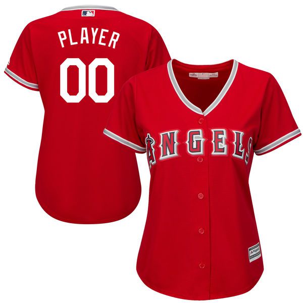 Women Los Angeles Angels of Anaheim Majestic Red Scarlet Cool Base Alternate MLB Jersey->->Women Jersey